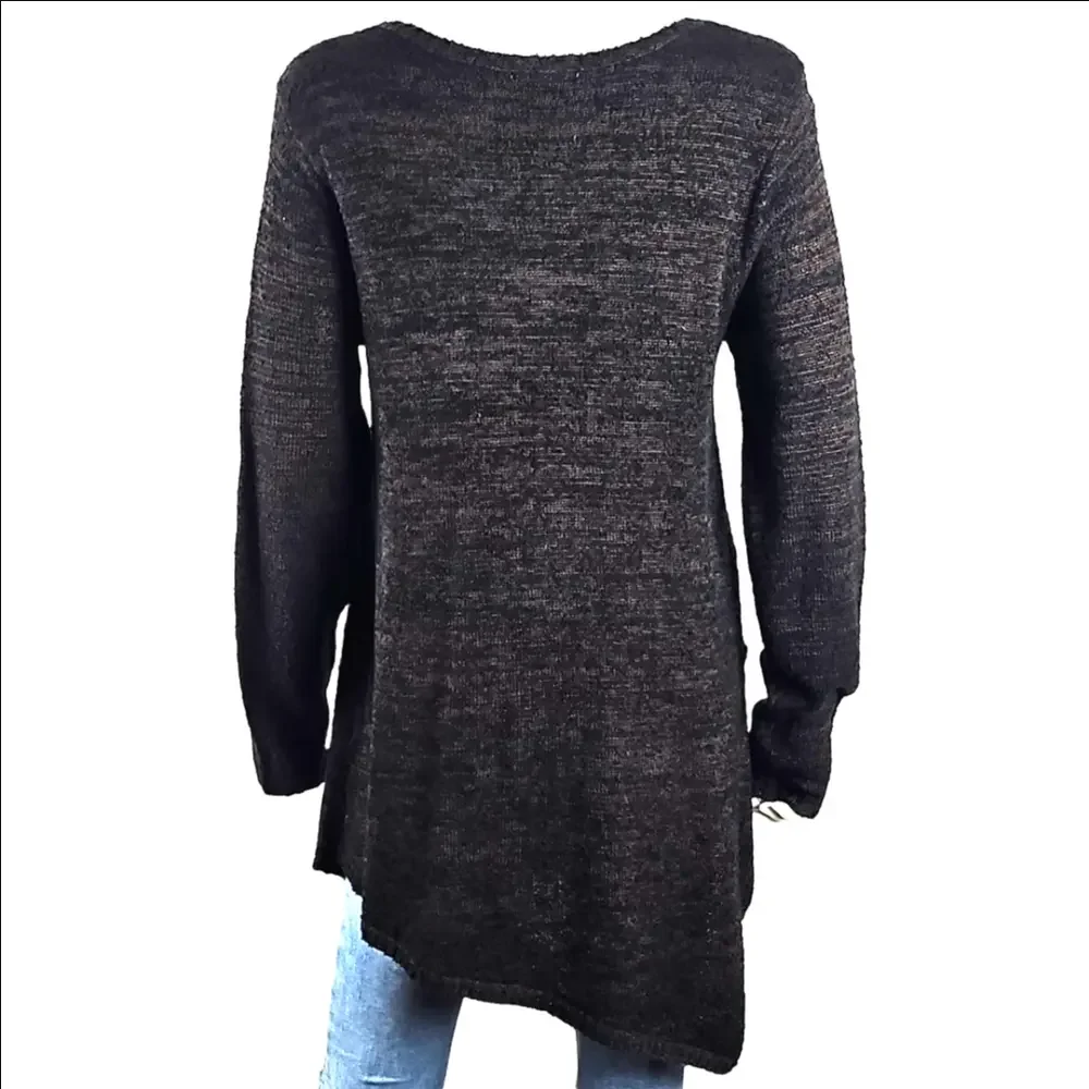 NWT Soft Surroundings Raku Brown & Black Marled Knit Asymmetric Tunic Sweater